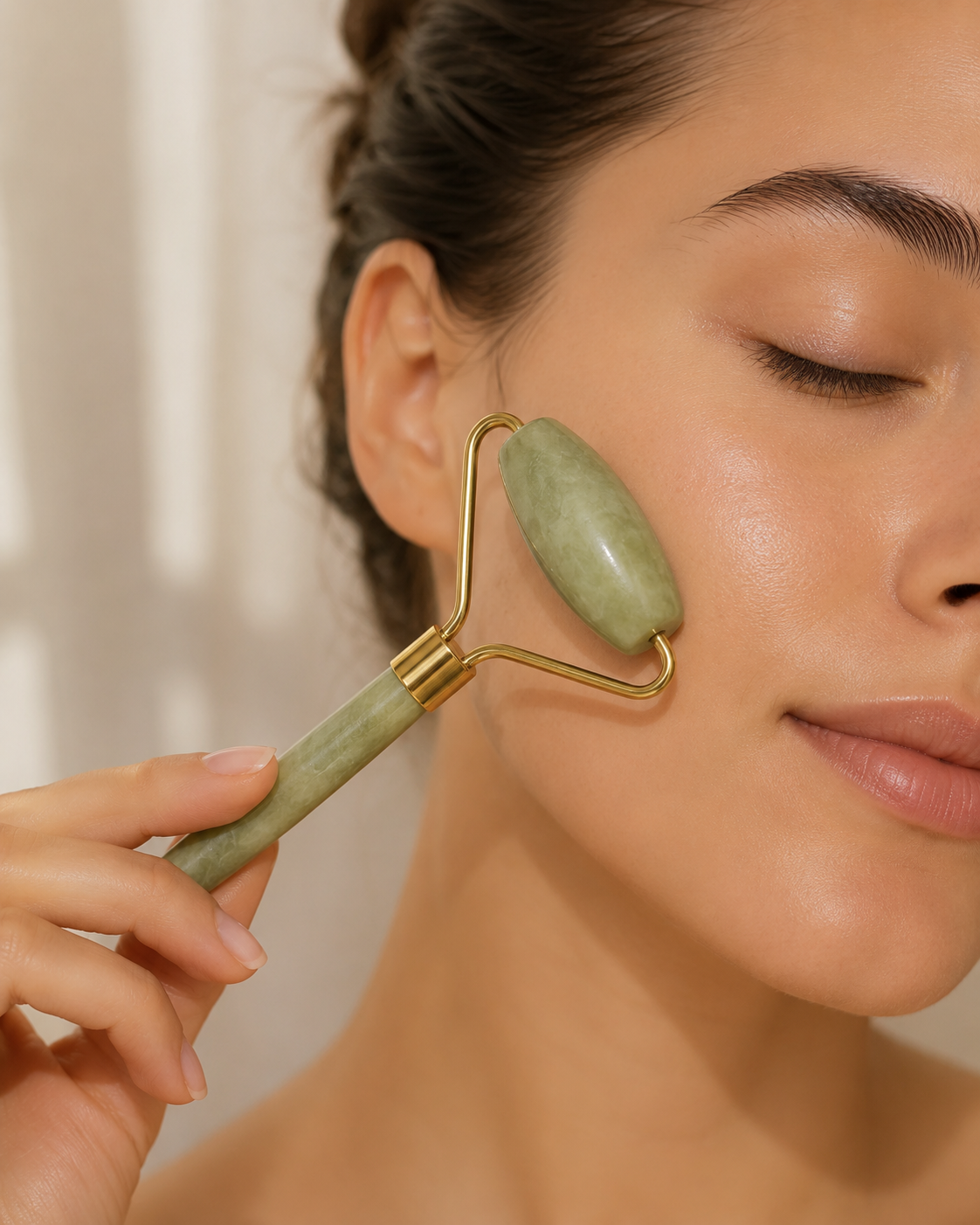 Rodillo Facial de Jade Natural + Gua Sha — Ritual de Jade