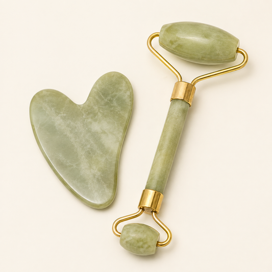 Rodillo Facial de Jade Natural + Gua Sha — Ritual de Jade