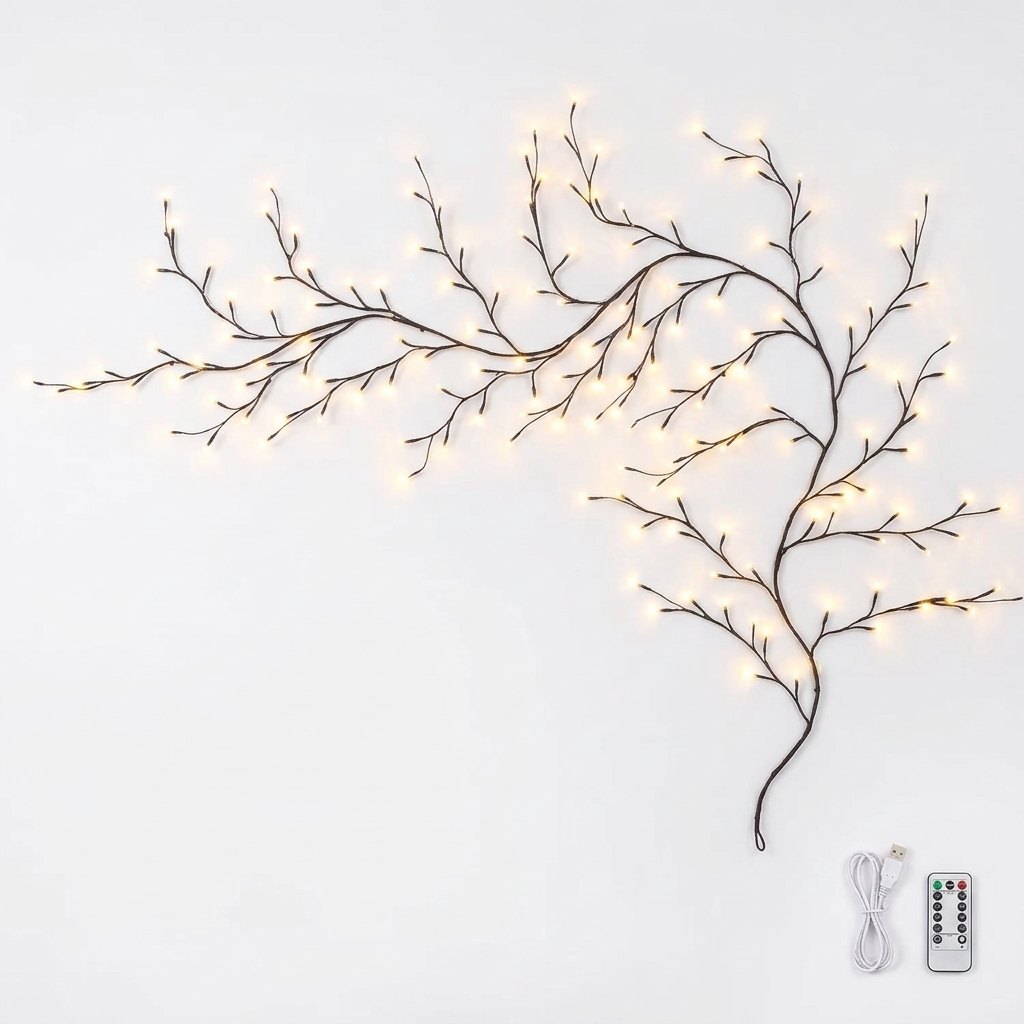LumiWillow rama de luz LED sobre fondo blanco