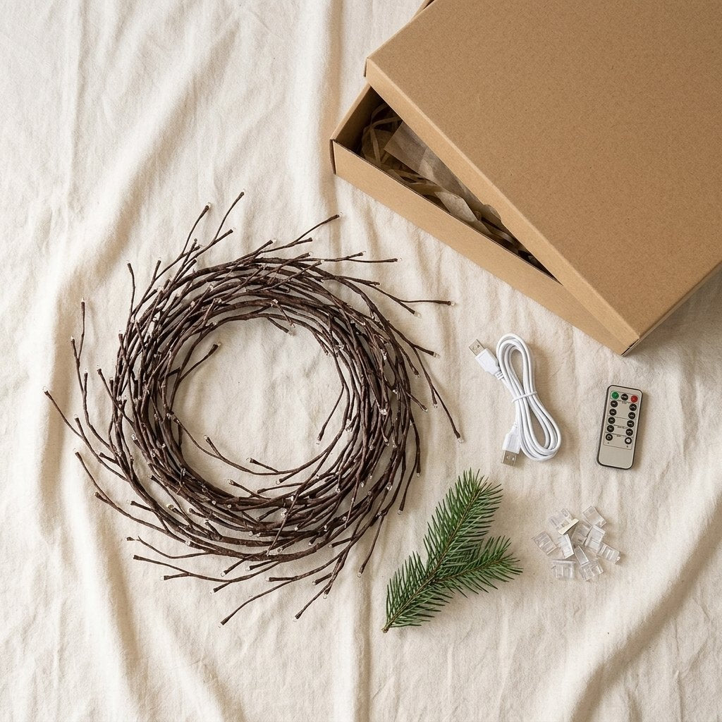 Contenido de la caja: rama, cable USB, control y clips